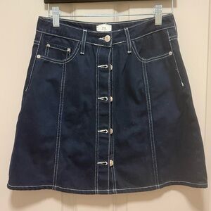 River Island Navy Button-Front Mini Skirt